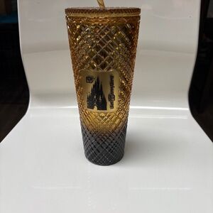 WDW Disney Parks Starbucks Gold Black Ombre Jeweled Tumbler New
